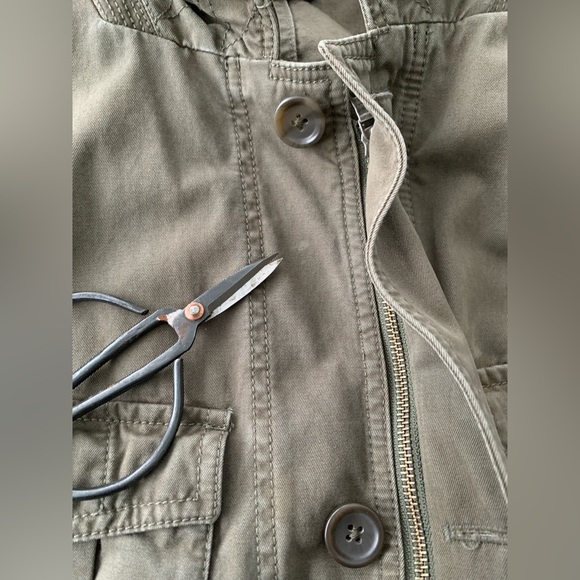 Banana Republic Safari Green Vintage Military Jacket Utility Cotton Zip & Button - Picture 14 of 15